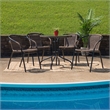 Flash Furniture 5 Piece Round Patio Dining Set in Black and Brown