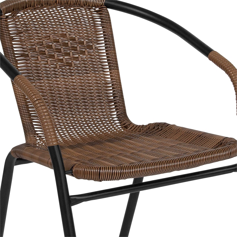 Flash Furniture 5 Piece Round Patio Dining Set in Black and Brown