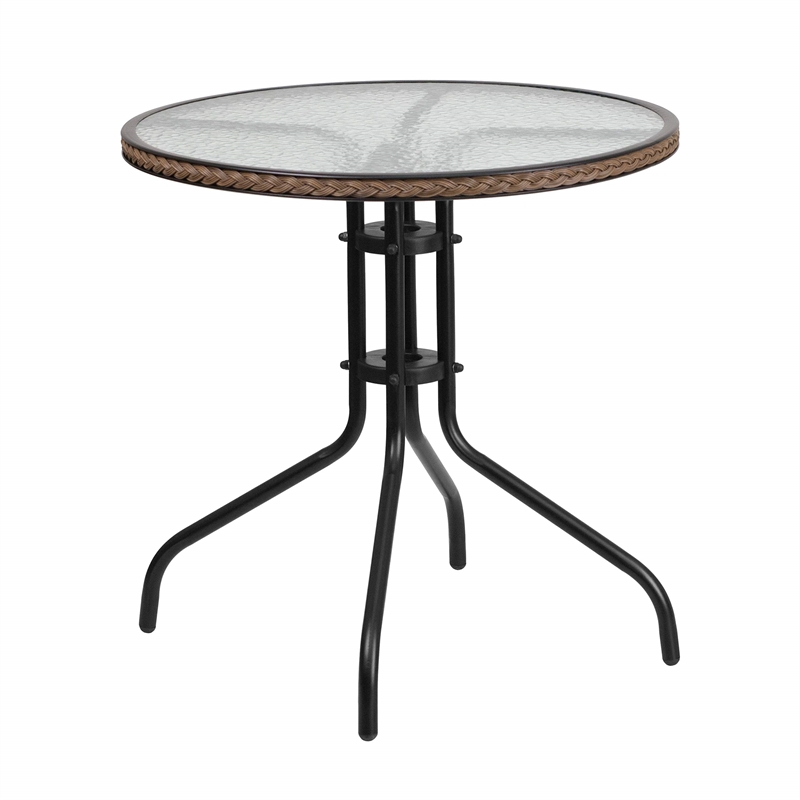 Flash Furniture 5 Piece Round Patio Dining Set in Black and Brown