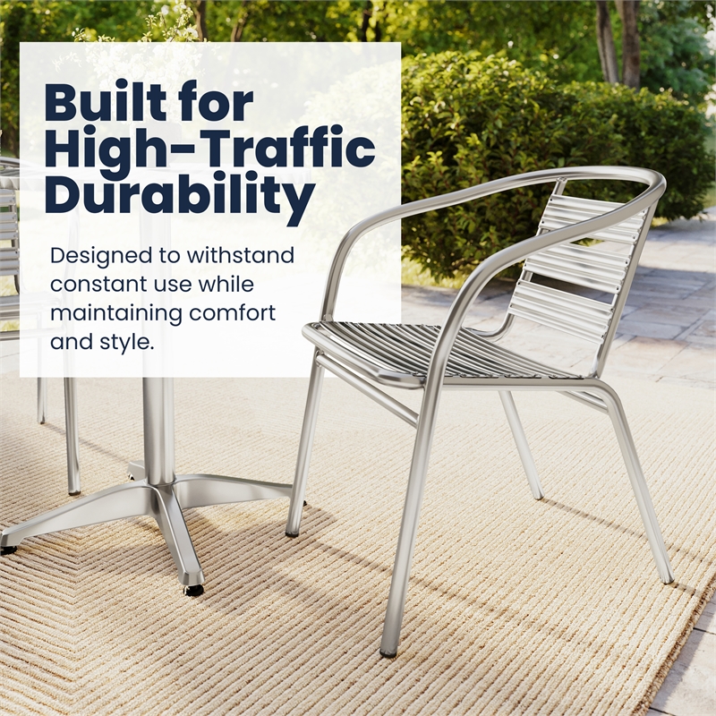 Flash Furniture Metal Stacking Patio Chair in Silver