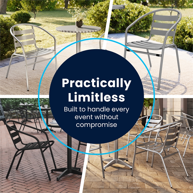 Flash Furniture Metal Stacking Patio Chair in Silver