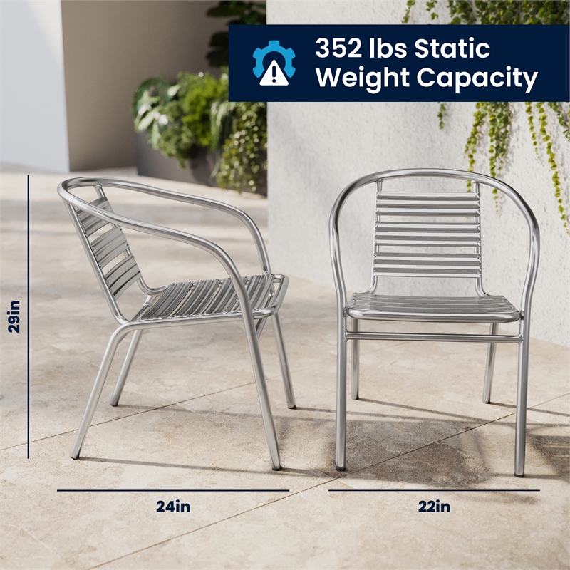 Flash Furniture Metal Stacking Patio Chair in Silver