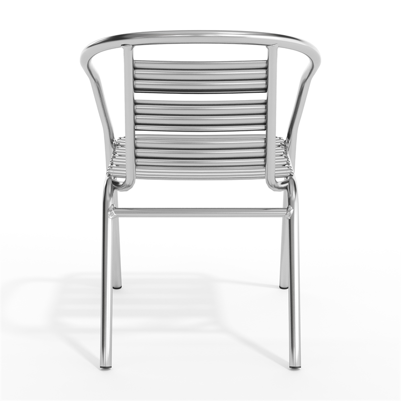 Flash Furniture Metal Stacking Patio Chair in Silver