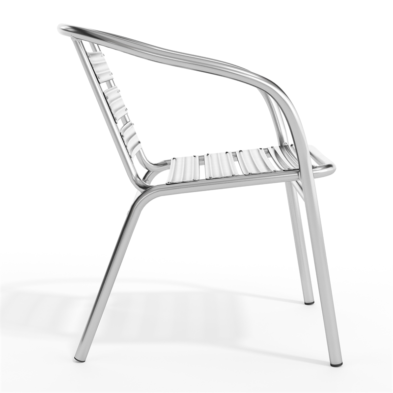 Flash Furniture Metal Stacking Patio Chair in Silver