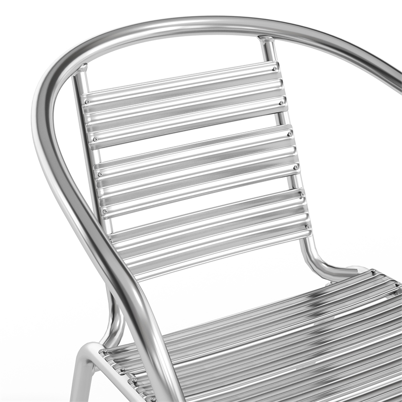 Flash Furniture Metal Stacking Patio Chair in Silver