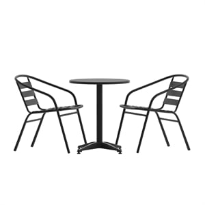 Flash Furniture 3 Piece Round Patio Bistro Set in Aluminum