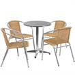 Flash Furniture 23.5Rd Aluminum Table Set-4 Ch In Beige