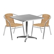 Flash Furniture 31.5Sq Aluminum Table Set-2 Ch In Beige