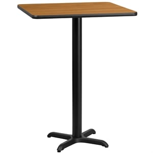 Flash Furniture 24&quot Square Restaurant Bar Table in Black and Natural