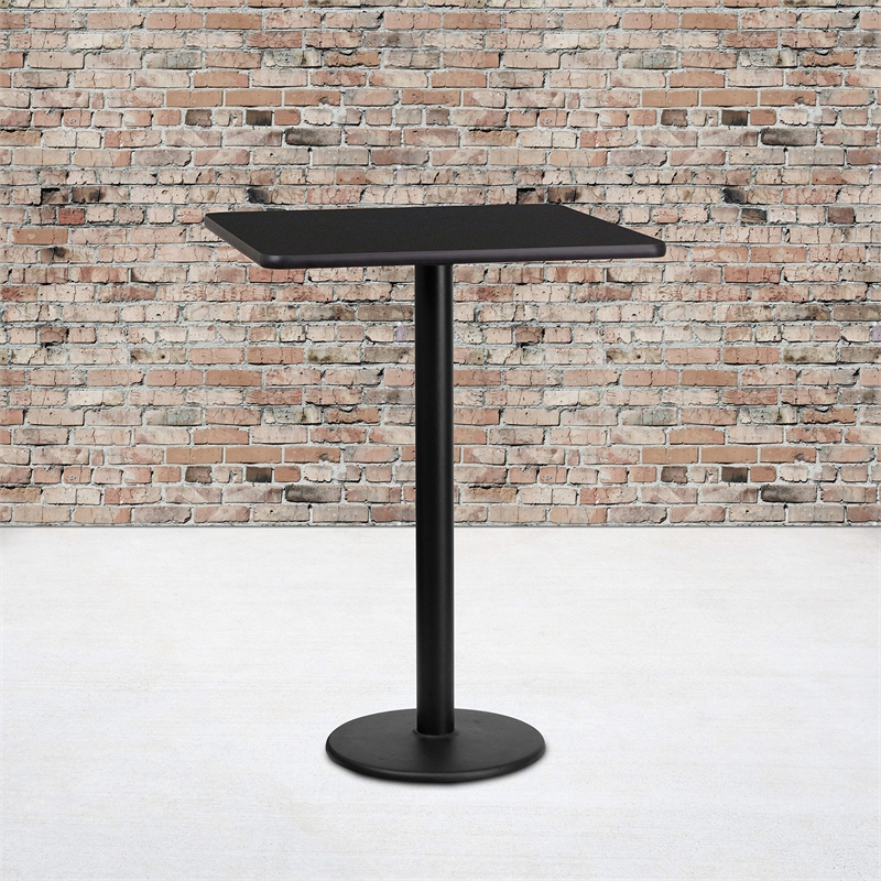 Flash Furniture 24Sq Laminate Table-Rd Base In Black