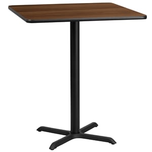 Flash Furniture 36&quot Square Restaurant Bar Table in Black and Walnut