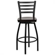 Flash Furniture Metal Restaurant Bar Stool in Black and Walnut