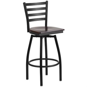 Flash Furniture Metal Restaurant Bar Stool in Black and Walnut