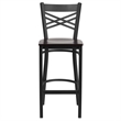 Flash Furniture Metal Restaurant Bar Stool in Black and Walnut