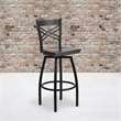 Flash Furniture Metal Restaurant Swivel Bar Stool in Black and Walnut