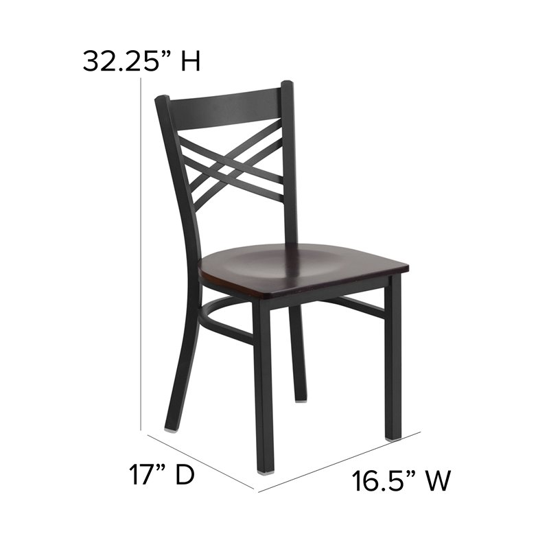 Flash Furniture Restaurant Dining Chair in Black and Walnut