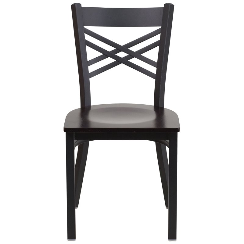 Flash Furniture Restaurant Dining Chair in Black and Walnut