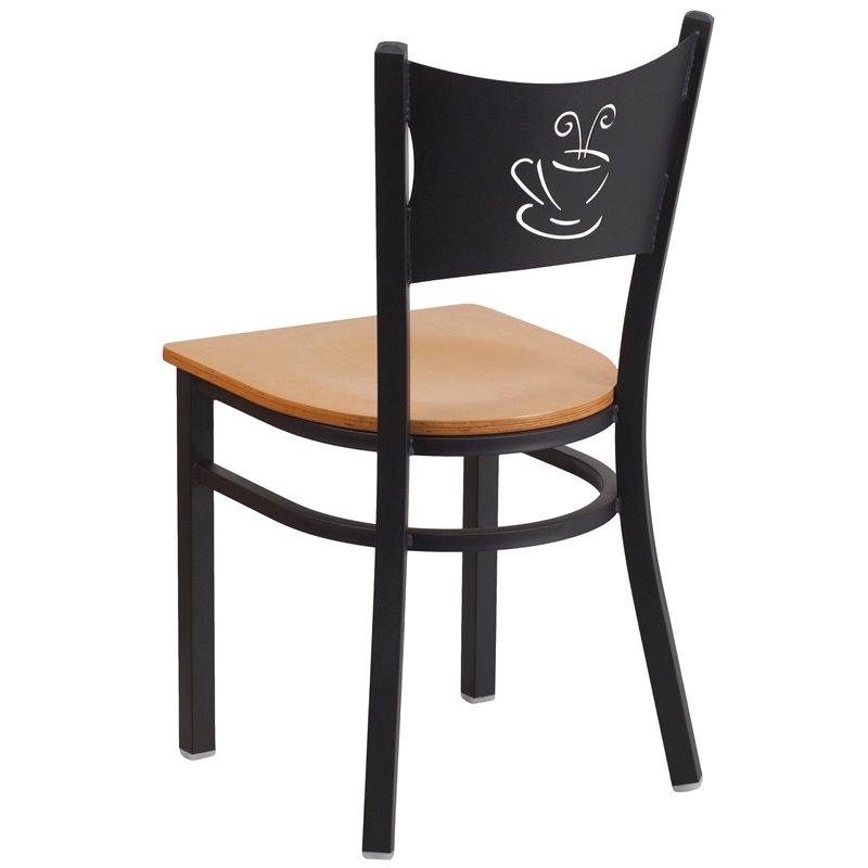 Flash Furniture Restaurant Dining Chair in Black and Natural