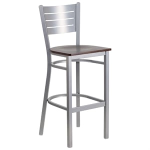 Flash Furniture Bar Stool in Walnut and Silver