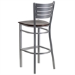 Flash Furniture Bar Stool in Walnut and Silver