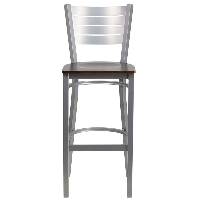 Flash Furniture Bar Stool in Walnut and Silver
