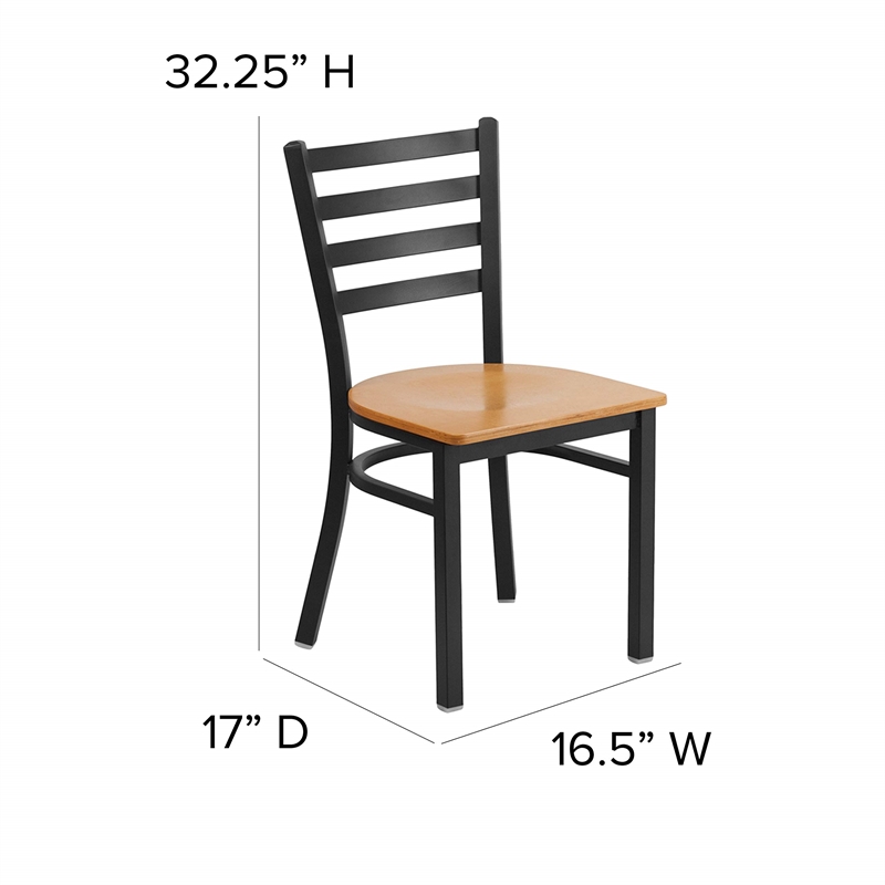 Flash Furniture Restaurant Dining Chair in Black and Natural