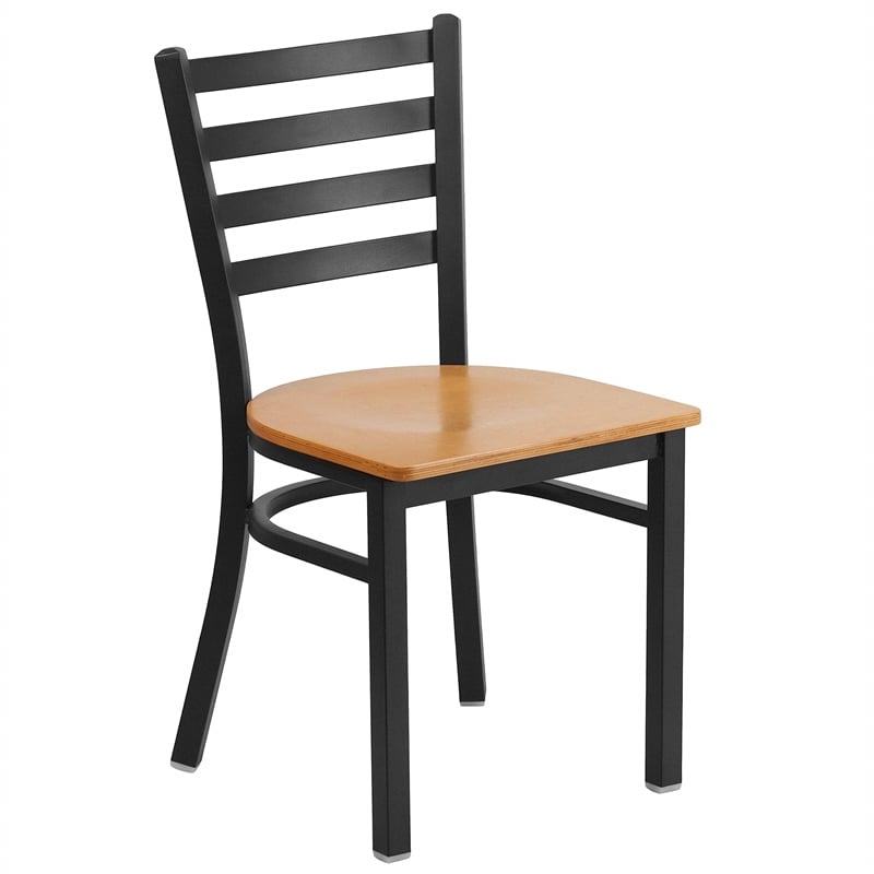 Flash Furniture Restaurant Dining Chair in Black and Natural