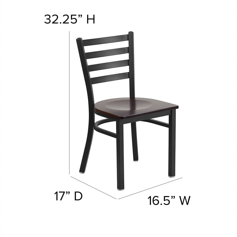 Flash Furniture Restaurant Dining Chair in Black and Walnut
