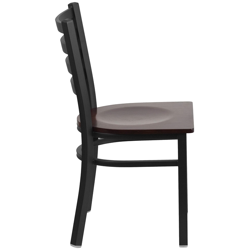Flash Furniture Restaurant Dining Chair in Black and Walnut