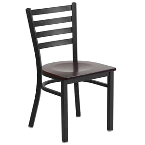 Flash Furniture Restaurant Dining Chair in Black and Walnut