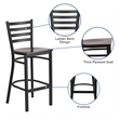 Flash Furniture Metal Restaurant Bar Stool in Black and Walnut