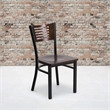 Flash Furniture Metal Restaurant Dining Chair in Black and Walnut