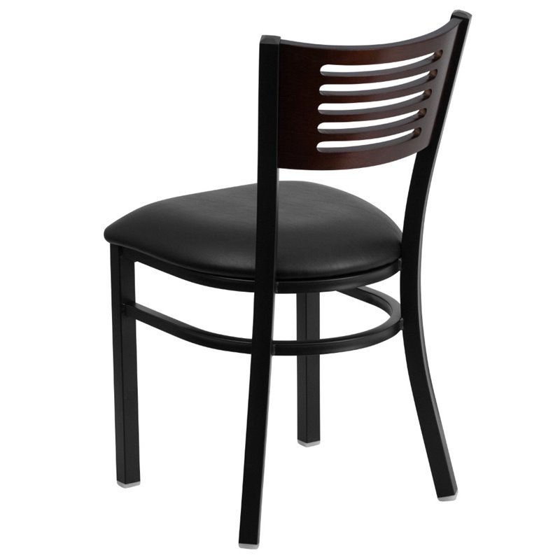 Flash Furniture Metal Restaurant Dining Chair in Black and Walnut