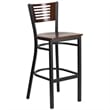 Flash Furniture Metal Restaurant Bar Stool in Black and Walnut