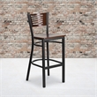 Flash Furniture Metal Restaurant Bar Stool in Black and Walnut