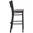 Flash Furniture Metal Restaurant Bar Stool in Black and Walnut