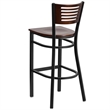 Flash Furniture Metal Restaurant Bar Stool in Black and Walnut