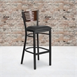 Flash Furniture Metal Restaurant Bar Stool in Black and Walnut