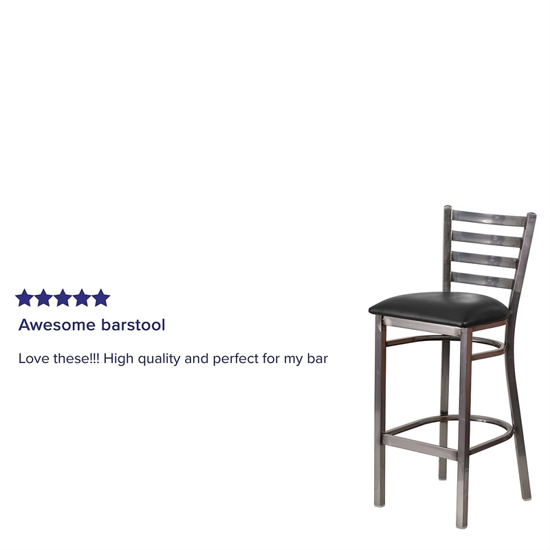 Flash Furniture Metal Restaurant Bar Stool in Black and Walnut