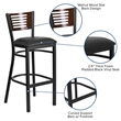 Flash Furniture Metal Restaurant Bar Stool in Black and Walnut
