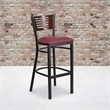 Flash Furniture Metal Restaurant Bar Stool in Burgundy and Walnut