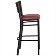 Flash Furniture Metal Restaurant Bar Stool in Burgundy and Walnut