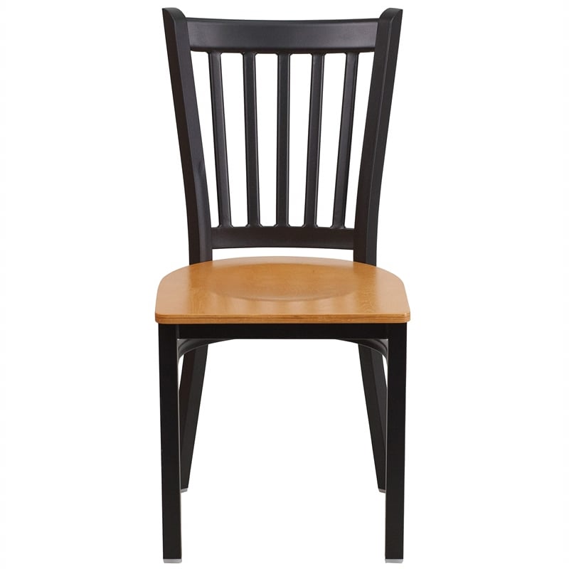 Flash Furniture Restaurant Dining Chair in Black and Natural