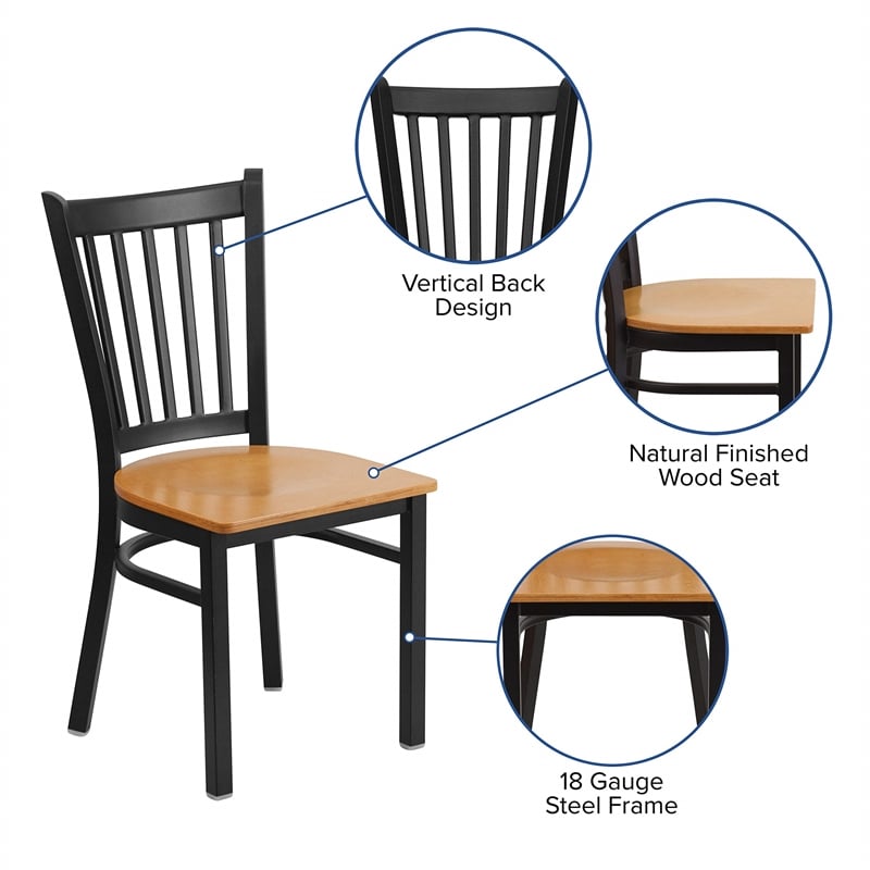 Flash Furniture Restaurant Dining Chair in Black and Natural