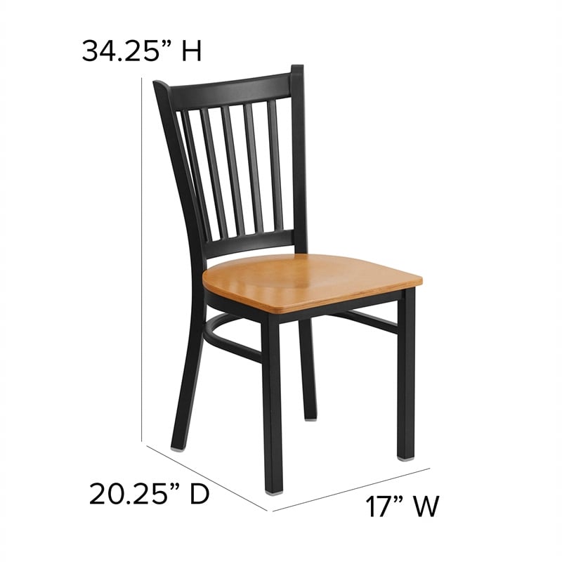 Flash Furniture Restaurant Dining Chair in Black and Natural