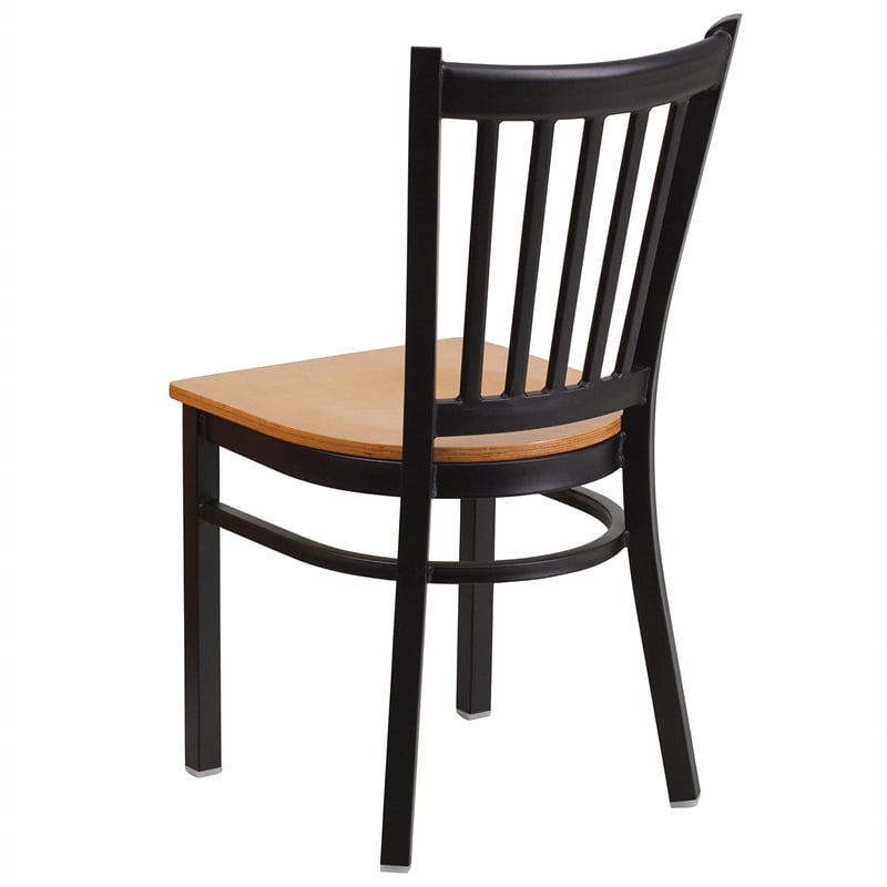 Flash Furniture Restaurant Dining Chair in Black and Natural