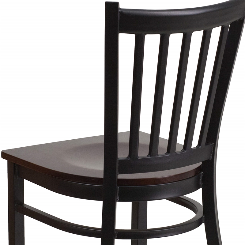 Flash Furniture Restaurant Dining Chair in Black and Walnut