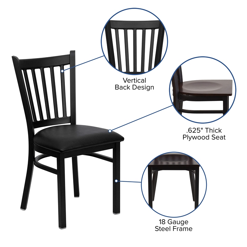 Flash Furniture Restaurant Dining Chair in Black and Walnut