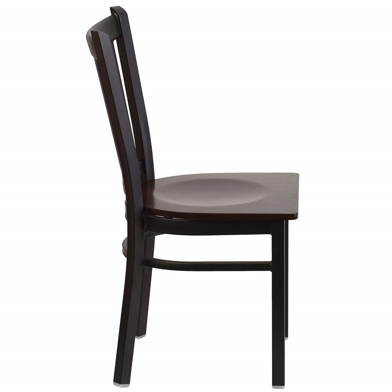 Flash Furniture Restaurant Dining Chair in Black and Walnut