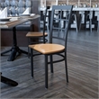 Flash Furniture Restaurant Dining Chair in Black and Natural